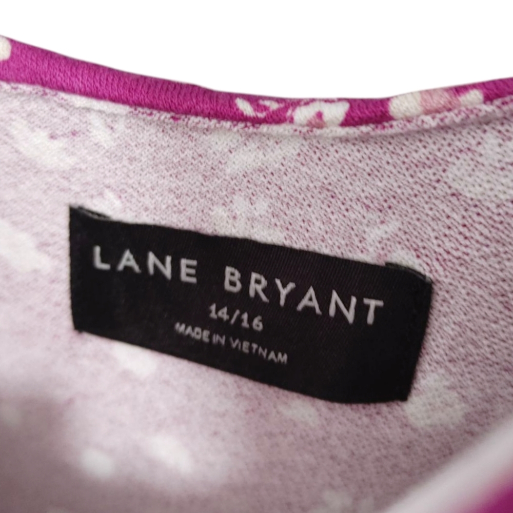 Lane Bryant Purple Floral Ruffle Neck & Hem A-Line Dress Women's Size 14/16 1X - Picture 8 of 11